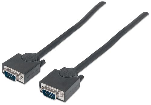 Cable VGA - HD15 MANHATTAN - 3 m, VGA (D-Sub), VGA (D-Sub), Macho/Macho, Negro