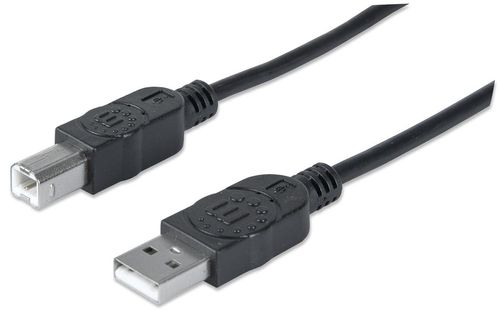 Cable USB tipo B MANHATTAN - 1, 8 m, USB A, USB B, Macho/Macho, Negro