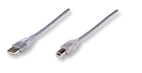 Cable USB tipo B MANHATTAN - 4, 5 m, USB A, USB B, Macho/Macho, Transparente