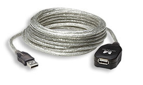 Cable USB - Extension MANHATTAN - 5 m, Macho/hembra, Plata