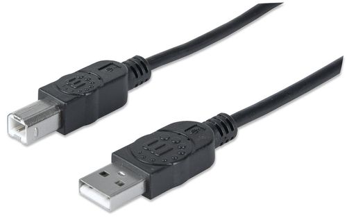 Cable USB tipo B MANHATTAN - 3 m, USB A, USB B, Macho/Macho, Negro