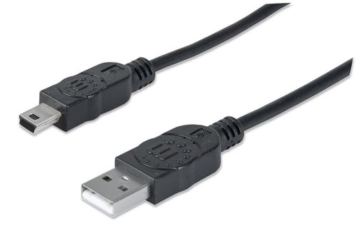 Cable PC MANHATTAN - 1, 8 m, USB A, Mini-USB B, Macho/Macho, Negro