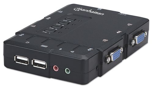 151269 Switch KVM Compacto 4 Puertos - Maneje / controle 4 computadoras USB desde un solo teclado, monitor y ratón.