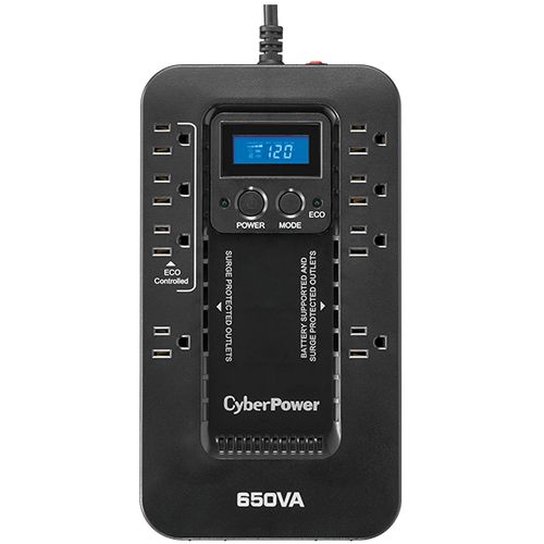 CyberPower EC650LCD sistema de alimentacion ininterrumpida (UPS) En espera (Fuera de línea) 0.65 kVA 390 W 8 salidas AC