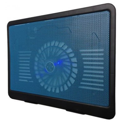 Base Enfriadora - Luz Led, Angulo Ajustable, 1 Hub USB, 9 a 15 Pulgadas, Negro-Azul, BROBOTIX 044695A