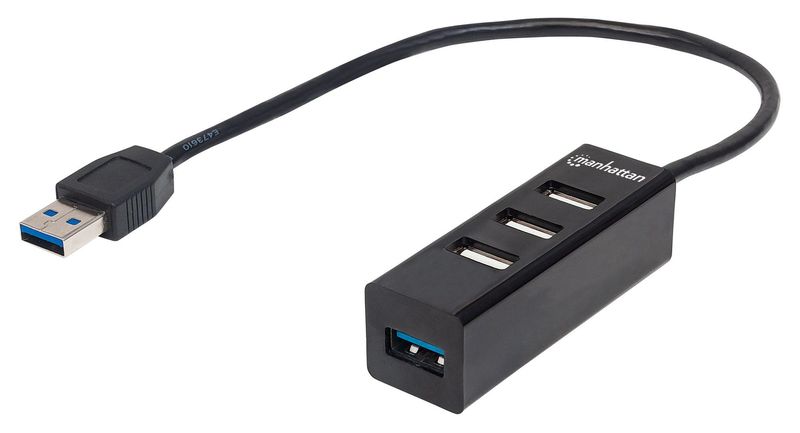 Hub-USB-MANHATTAN-163828---Negro-4-puertos
