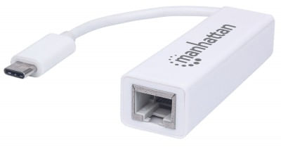 Adaptador-USB-Tipo-C-a-Red-MANHATTAN-507585---USB-C-Ethernet-Macho-hembra-Color-blanco-10-100-1000Mbps