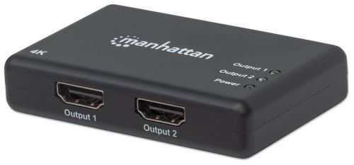 Video Splitter HDMI MANHATTAN De 2 puertos - Negro, HDMI, HDMI, HDMI, Hembra/hembra