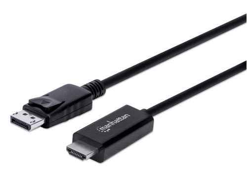 Cable DisplayPort a HDMI MANHATTAN 153218 - 3 m, DisplayPort, HDMI, Negro, Macho/Macho, Para Pantalla UHD