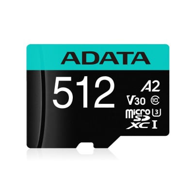 Micro-Secure-Digital-A2--V30---ADATA-Premier-Pro---512-GB-100-MB-s-85-MB-s-Negro-Verde-Clase-10
