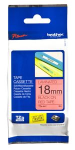 Etiqueta-roja-continua-laminada-Brother-TZE441---de-18-mm-de-ancho-x-8-mts-de-largo.-Impresion-en-negro.