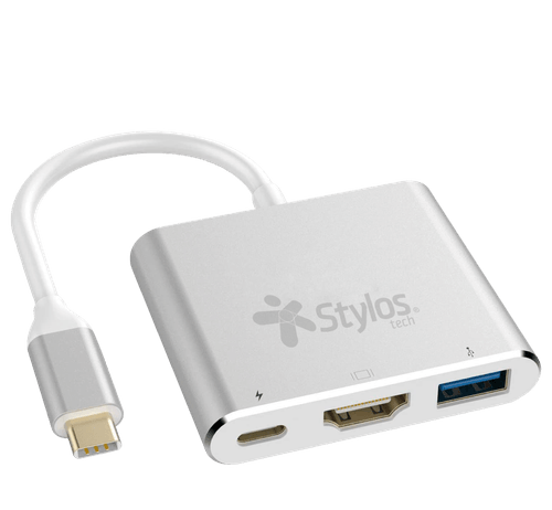 Adaptador HUB 3 En 1 Stylos. STCBHUB31S -