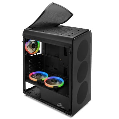 YEYIAN GABINETE GAMING KRYPTON SERIES 3000 - NEGRO ITX, ATX Y MICRO ATX, INC3 VENT ARGB 120MM GPU 325 MM, PANEL LATERAL DE CRISTAL MOD. YCH-MTA7-01BK