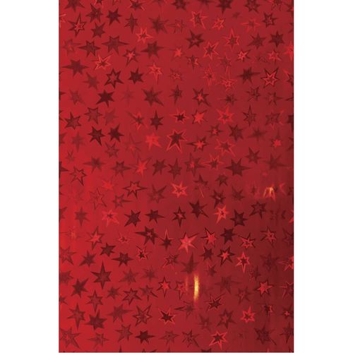 Papel Metálico Holográfico Estrellas de 50 x 70 cm Rojo con 10