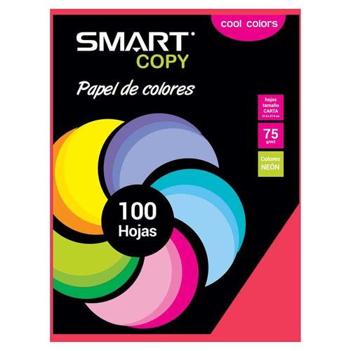Papel Bond Tamaño Carta Cool Colors con 100 Hojas Rojo Smart Copy