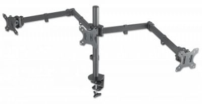 461658 Soporte para monitor - de escritorio, movimiento articulado, 3 pantallas planas de 13 pulgadas a 27 pulgadas máximo 7 kg cada una.