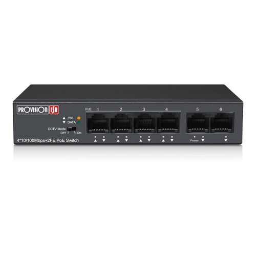 Switch PoE de 4 canales - Total power 60W, en modo CCTV puedes conectar cámaras IP hasta 250 mts