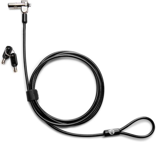 HP Candado con cable y llave Nano, 1.83 m, Código, Acero galvanizado, Negro, Metálico