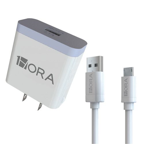 Cargador para Pared con Cable Micro USB Blanco 1 Hora GAR113