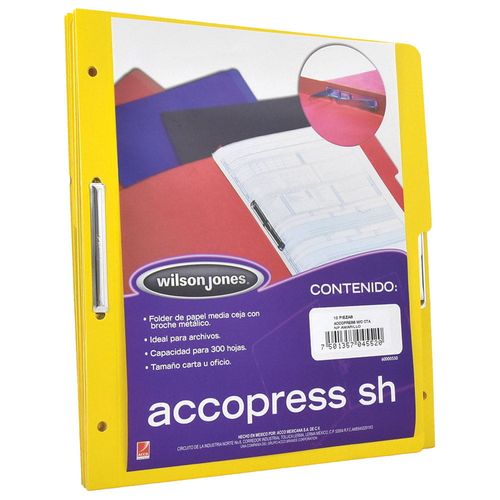 Carpeta con Broche Metálico Metálico Tamaño Carta de Cartón Amarillo Acco