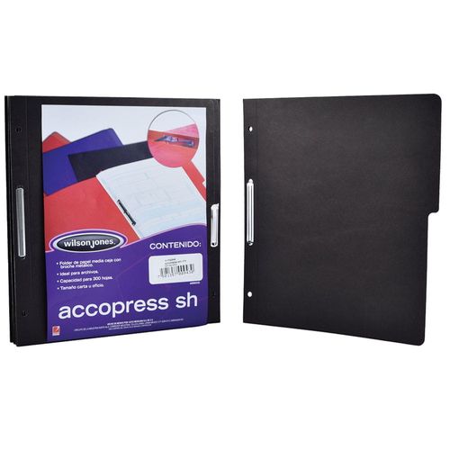 Carpeta con Broche Metálico Tamaño Carta de Cartón Negro Acco