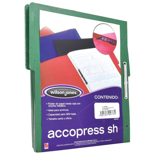 Carpeta con Broche Metálico Tamaño Carta de Cartón Verde Obscuro Acco