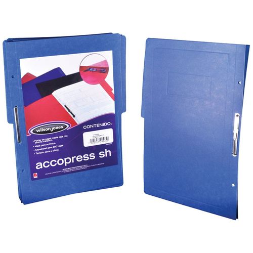 Carpeta con Broche Metálico Tamaño Oficio de Cartón Azul Obscuro Acco