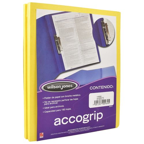 Carpeta con Palanca Metálica Tamaño Carta de Cartón Amarillo Acco