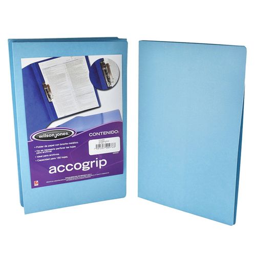 Carpeta con Palanca Metálica Tamaño Oficio de Cartón Azul Claro Acco