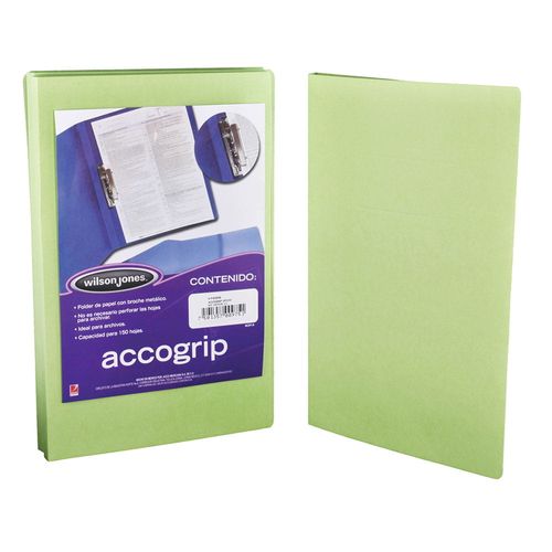 Carpeta con Palanca Metálica Tamaño Oficio de Cartón Verde Claro Acco