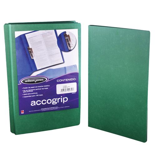 Carpeta con Palanca Metálica Tamaño Oficio de Cartón Verde Obscuro Acco