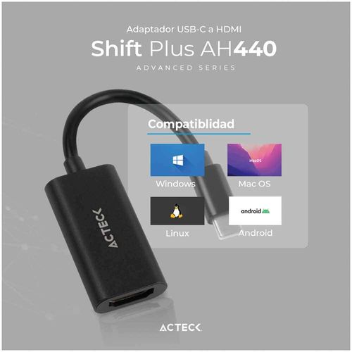 Adaptador USB Tipo C a HDMI Negro Acteck AC-934701