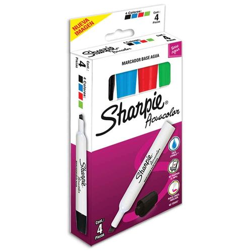 Marcador para Colorear Grueso Colores Surtidos Estuche con 4 Piezas Acuacolor