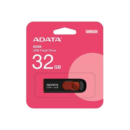 Memoria USB de 32 GB C008 Negro con Rojo Adata