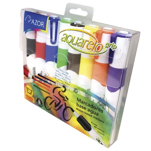 Marcador Para Colorear Grueso Colores Surtidos Estuche con 8 Piezas Aquarelo