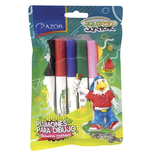 Marcador para Colorear Delgado Bolsa con 6 Piezas Aquarelo Junior