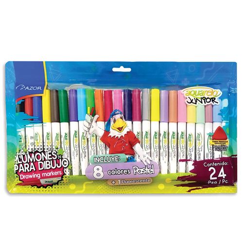 Marcador para Colorear Delgado Bolsa con 24 Piezas Aquarelo Junior