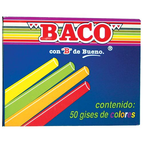 Gis Colores Surtidos Caja con 50 Piezas Baco