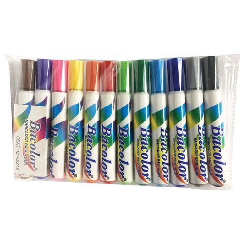 Marcador Para Colorear Grueso Colores Surtidos Caja con 12 Piezas Bacolor