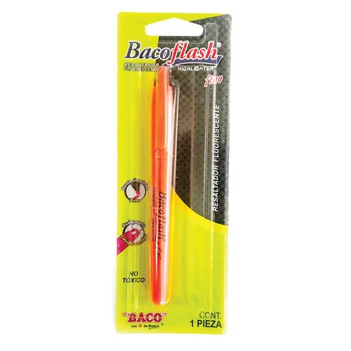 Marcador Fluorescente Delgado Naranja Blíster Bacoflash