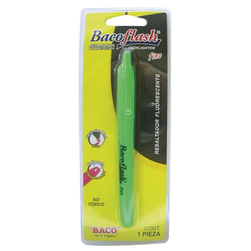 Marcador Fluorescente Delgado Verde Blíster Bacoflash