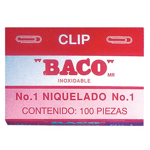 Clip Inoxidable Niquelado Redondo Número 1 Caja con 100 Baco