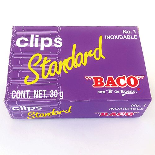 Clip Metálico Redondo Número 1 Standar Caja con 100 Piezas Baco