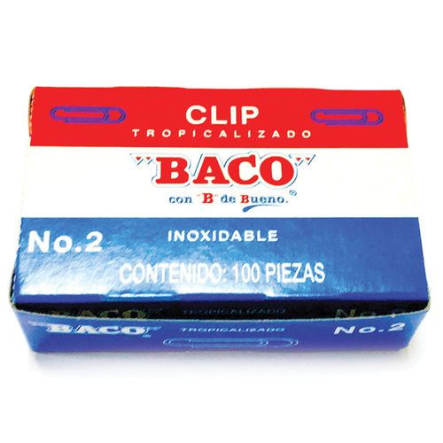 Clip Tropicalizado Redondo Número 2 Caja con 100 Piezas Baco