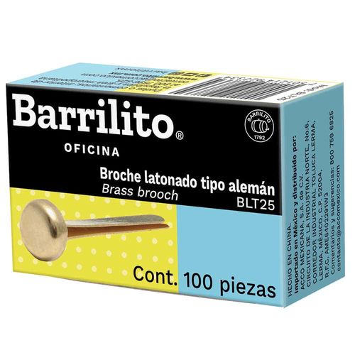 Broche Tamaño Alemán de 25 mm con 100 Piezas Barrilito BLT25