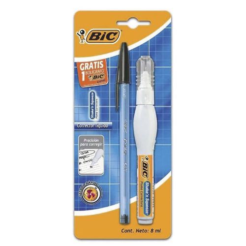 Corrector Líquido Blanco Tipo Pluma 8 ml Blíster Shake N Squeeze Bic