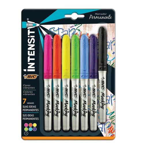 Marcador Permanente Delgado Colores Surtidos Blíster con 6 Piezas Bic