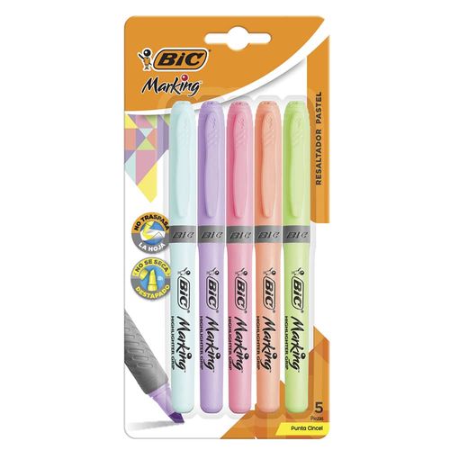 Marcatextos Delgado Colores Pastel Blíster con 5 Piezas Marking Bic