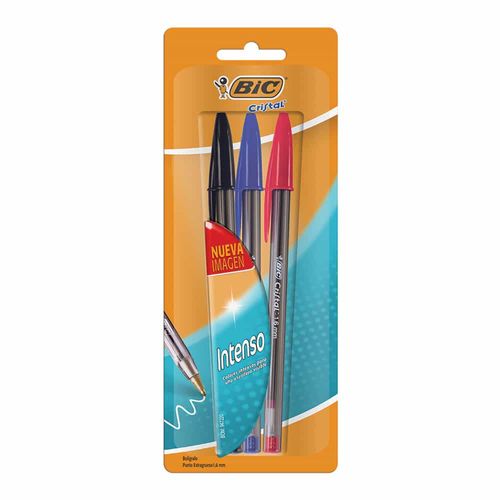 Bolígrafo Punto Grueso Stick Colores Surtidos Intenso Blíster con 3 Piezas Cristal Bic 963508