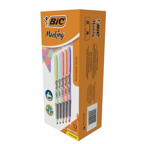 Marcatextos Pastel Delgados Colores Surtidos Caja con 12 Piezas Marking Bic 514879